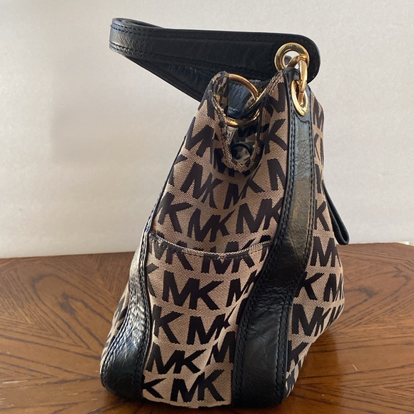 Michael Kors Brown and Black MK Logo Shoulder Bag - Picture 3 of 8